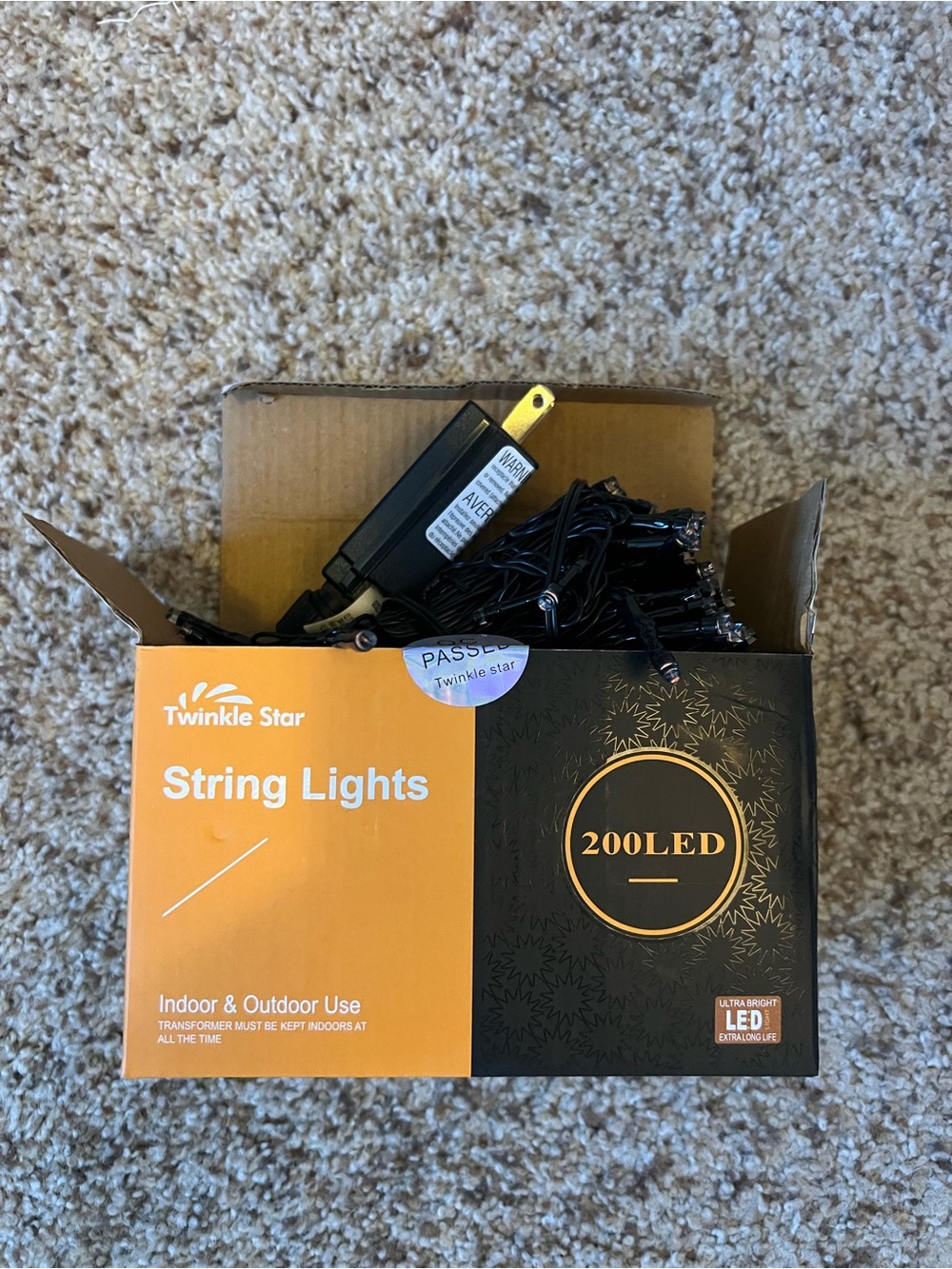 Orange on Black 200 LED Black Wire String Lights 66ft with multi set